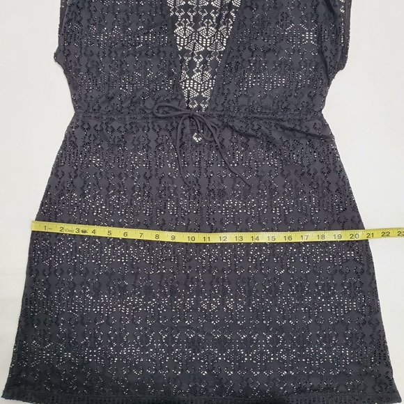 Lauren Ralph Lauren Women's Black Crochet Knit Swim Cover-Up Tunic Dress Small - Picture 10 of 11